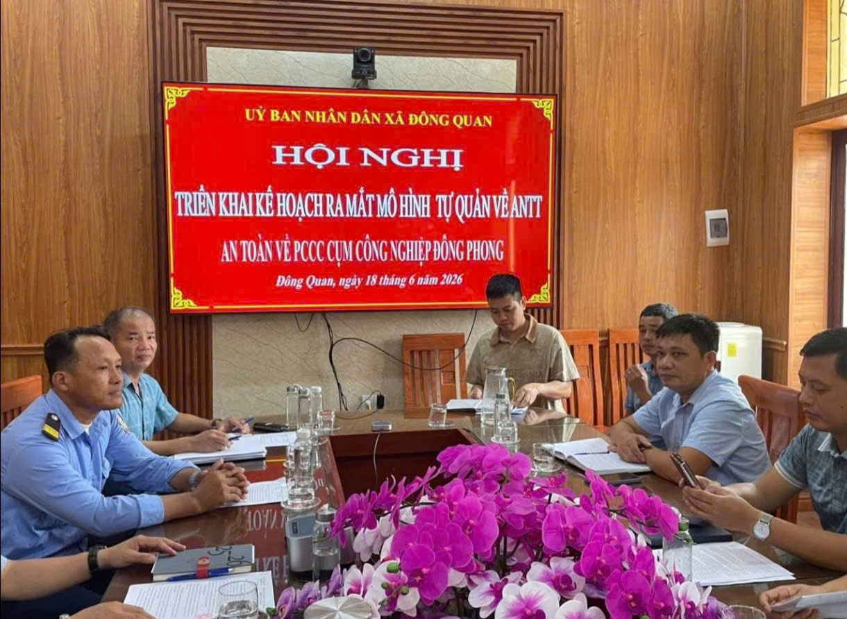 Xã Đông Quan Hội nghị triển khai Kế hoạch ra mắt mô hình Tự quản về ANTT, An toàn về PCCC cụm công nghiệp Đông Phòng.